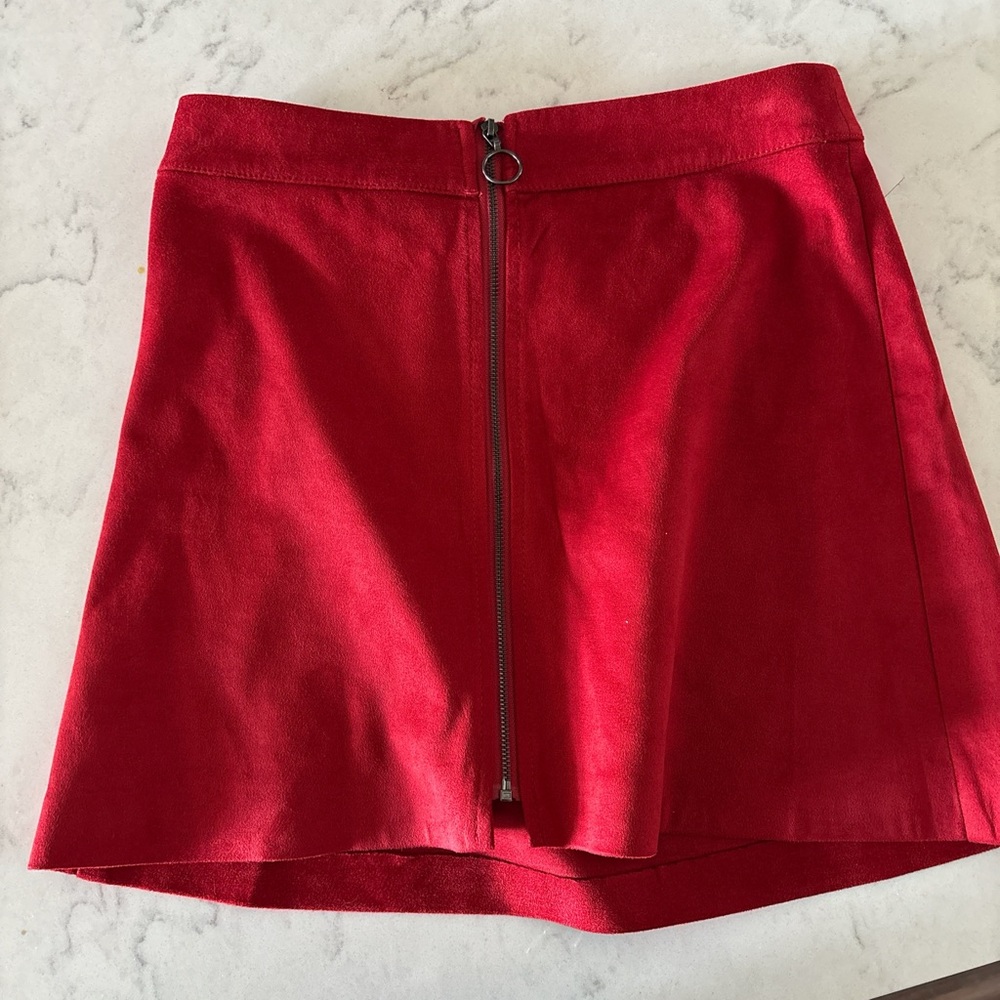 Zara Red A-Line Mini Skirt with Slit
